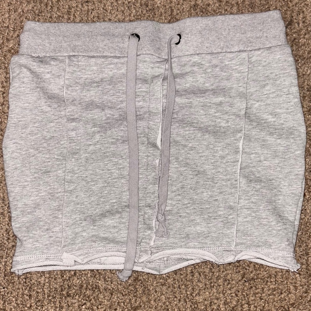 Women’s Light Gray Drawstring Knit Lounge Shorts